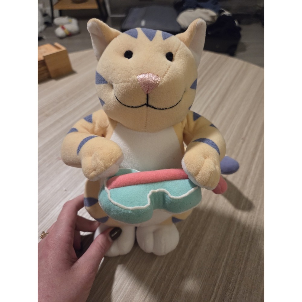 Dakin Cat Striped Fiddle‎ Playing Musical Toy Plush.